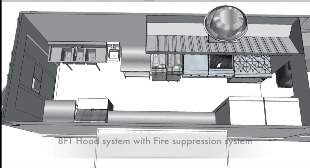 8FT Hood system with fire suppression system