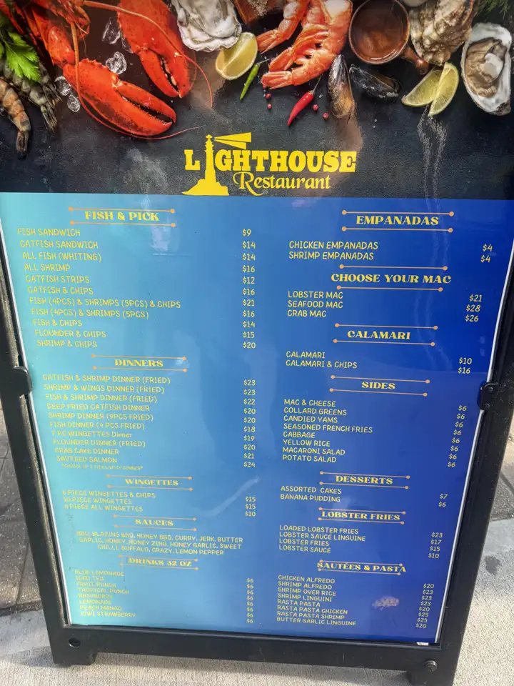 Lighthouse seafood truck menu