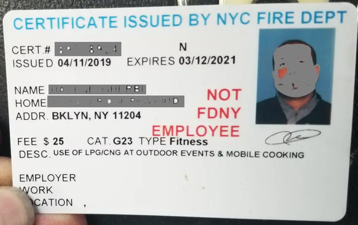 NYC fire departement license G23