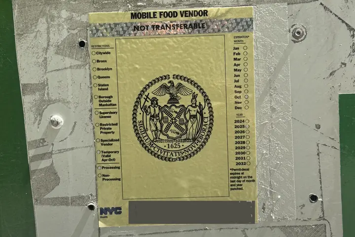 NYC food truck permit decal sticker